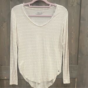 Abercrombie & Fitch Beige Striped Long Sleeve Top